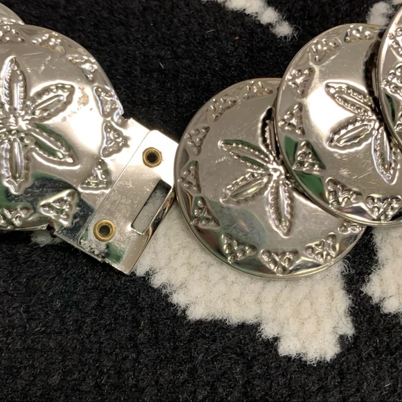 Silver Metal Medallion Mini Coin Concha Elastic Belt S-M - Picture 6 of 8